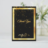 Carte de remerciement anniversaire noir confettis  (Debout devant)