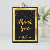 Carte de remerciement anniversaire noir confettis  (Debout devant)