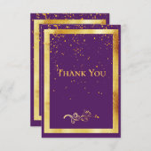 Carte de remerciement anniversaire violet confetti (Devant / Derrière)