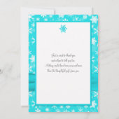 Carte de remerciement Aqua, Blanche, Flocons de ne (Dos)