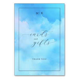 Carte de Remerciement Aquarelle Bleu Sérénité