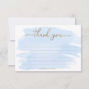 Carte de remerciement aquarelle bleue