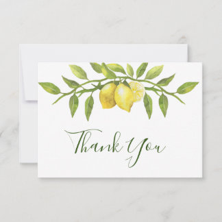 Carte de remerciement aquarelle Citrons & Verdure