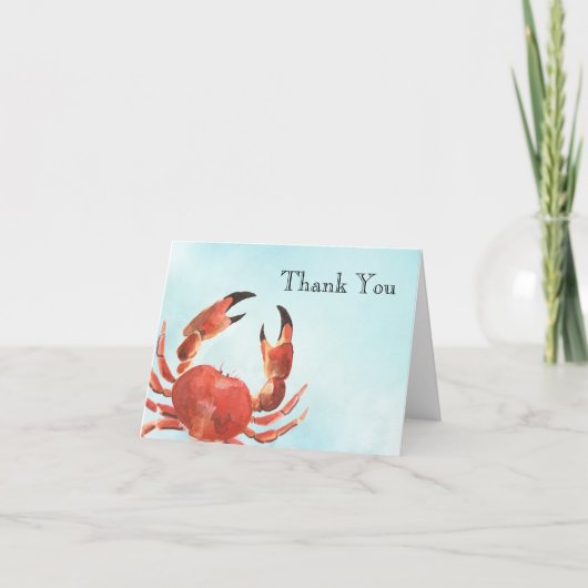 Carte de remerciement aquarelle crustacés crabe (Devant)
