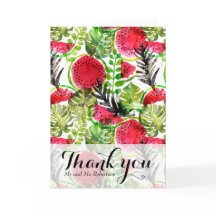 Carte de remerciement aquarelle feuilles de palmie