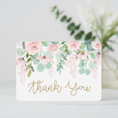 Carte de remerciement aquarelle florale rose blush (Debout devant)