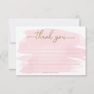 Carte de remerciement aquarelle rose