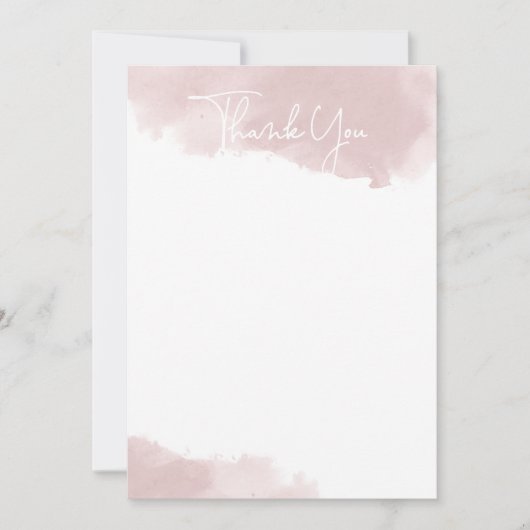 Carte de remerciement aquarelle rose blush (Devant)