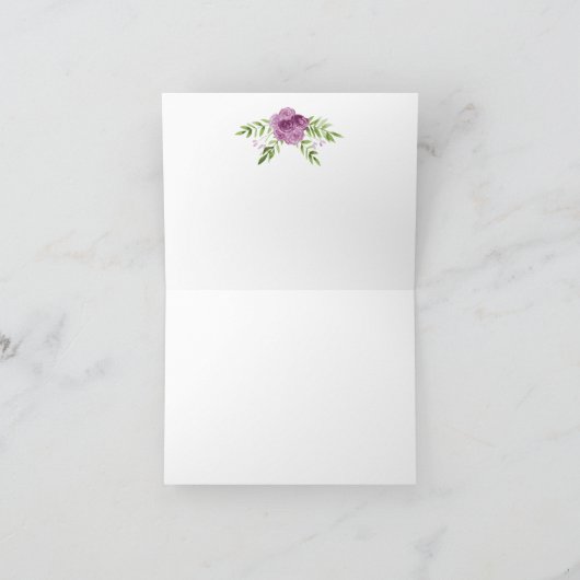 Carte de remerciement aquarelle roses violettes ve (Intérieur)