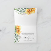 Carte de remerciement aquarelle Tournesol Moderne (Intérieur)