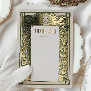 Carte de remerciement Art Nouveau Mucha Vintage De