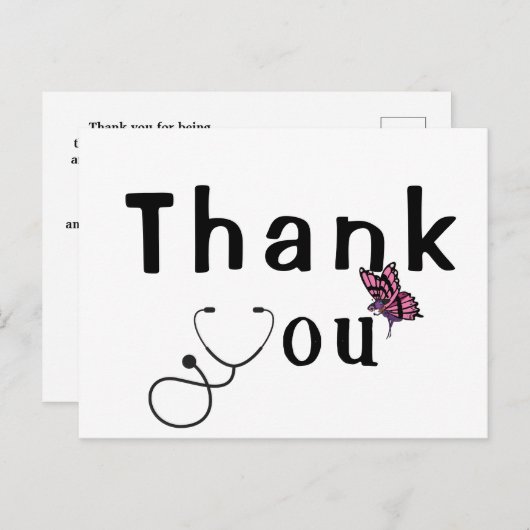 Carte de remerciement au docteur (Devant / Derrière)