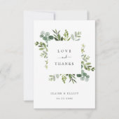 Carte de remerciement au feuillage vert d'eucalypt (Devant)