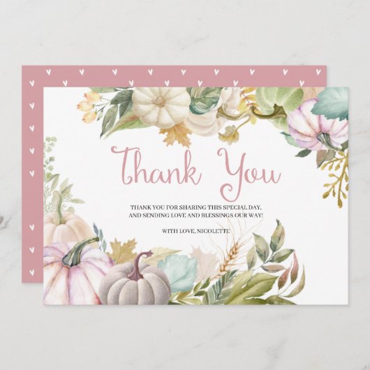 Carte de remerciement automnal de citrouille d'aut (Devant / Derrière)