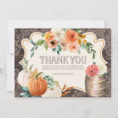 Carte de remerciement automnal en bois rustique av (Devant)