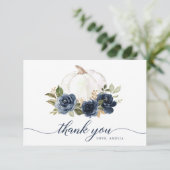 Carte de remerciement automnal Fleurie Citrouille  (Debout devant)