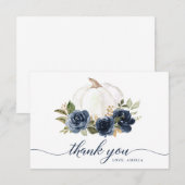 Carte de remerciement automnal Fleurie Citrouille  (Devant / Derrière)