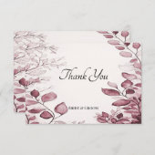 Carte de remerciement aux feuilles rouges modernes (Devant / Derrière)