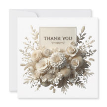 Carte de remerciement aux fleurs en papier vintage