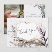 Carte de remerciement aux fleurs sauvages bordeaux (Devant / Derrière)