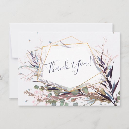 Carte de remerciement aux fleurs sauvages bordeaux (Devant)