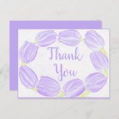 Carte de remerciement avec bordure de tulipes viol (Devant / Derrière)