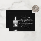 Carte de remerciement avec bougie blanche après le (Devant/Arrière en situation)