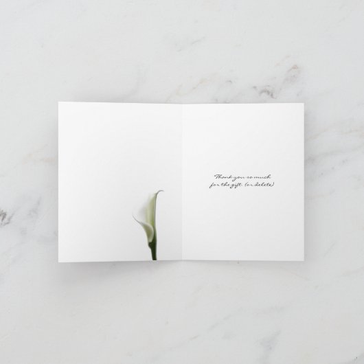 Carte de remerciement avec calla lily sur fond vio (Intérieur)