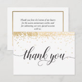 Carte de remerciement avec confettis dorés (Devant / Derrière)