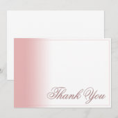 Carte de remerciement avec dégradé rose, écriture (Devant / Derrière)