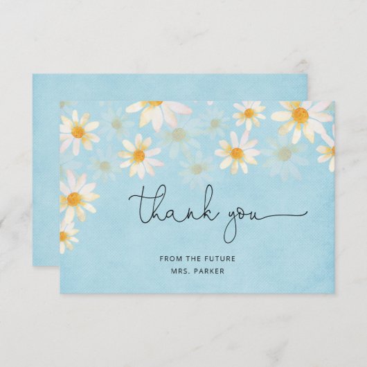 Carte de remerciement avec fleur de marguerite rus (Devant / Derrière)