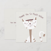 Carte de remerciement avec illustration de chat mi (Devant / Derrière)