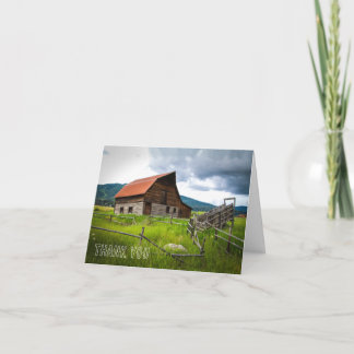 Carte de remerciement avec image de grange