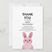 Carte de remerciement avec lapin rose (Devant)