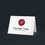 Carte de remerciement avec monogramme de cercle ro<br><div class="desc">Carte de remerciement de mariage élégante et moderne avec monogramme de cercle rouge brique réfractaire et écriture formelle. D'autres couleurs sont disponibles dans ma boutique. Pour les demandes de renseignements,  veuillez cliquer sur le bouton de contact ci-dessus.  com</div>