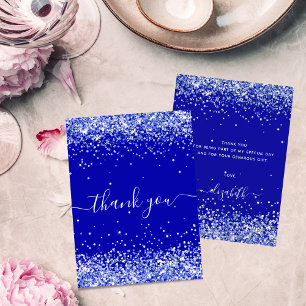 Carte de remerciement avec paillettes bleu royal p