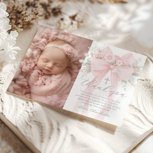 Carte de remerciement avec photo de baptême de béb