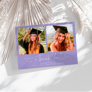 Carte de remerciement avec photo dégradé lilas et 