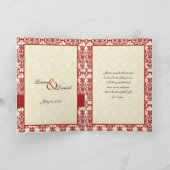 Carte de remerciement avec photo en damas crème et (Intérieur)