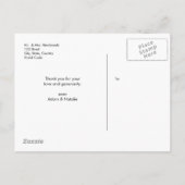 Carte de remerciement avec photo et date en script (Dos)