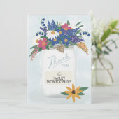 Carte de remerciement avec pot Mason de fleurs sau (Debout devant)