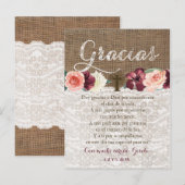 Carte de remerciement avec prière en espagnol pour (Devant / Derrière)