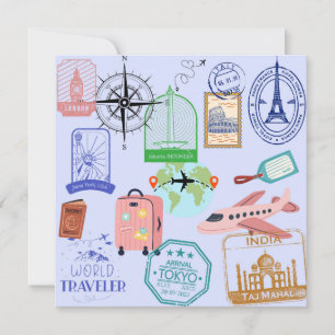 Carte de remerciement avec un collage de voyageur