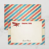 Carte de remerciement avion Avion vintage Shower (Devant / Derrière)