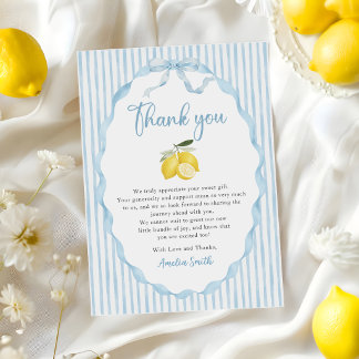 Carte de remerciement Baby Shower Thèmes Citron Bl
