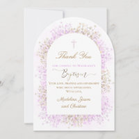 carte de remerciement baptême fleurs de lilas blan