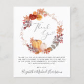 Carte de remerciement bébé aquarelle citrouille en (Devant)