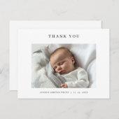 Carte de remerciement bébé avec photo et nom moder (Devant / Derrière)