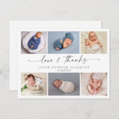 Carte de remerciement bébé écriture manuscrite, am (Devant / Derrière)