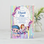 Carte de remerciement Bébé garçon bulles et licorn (Debout devant)